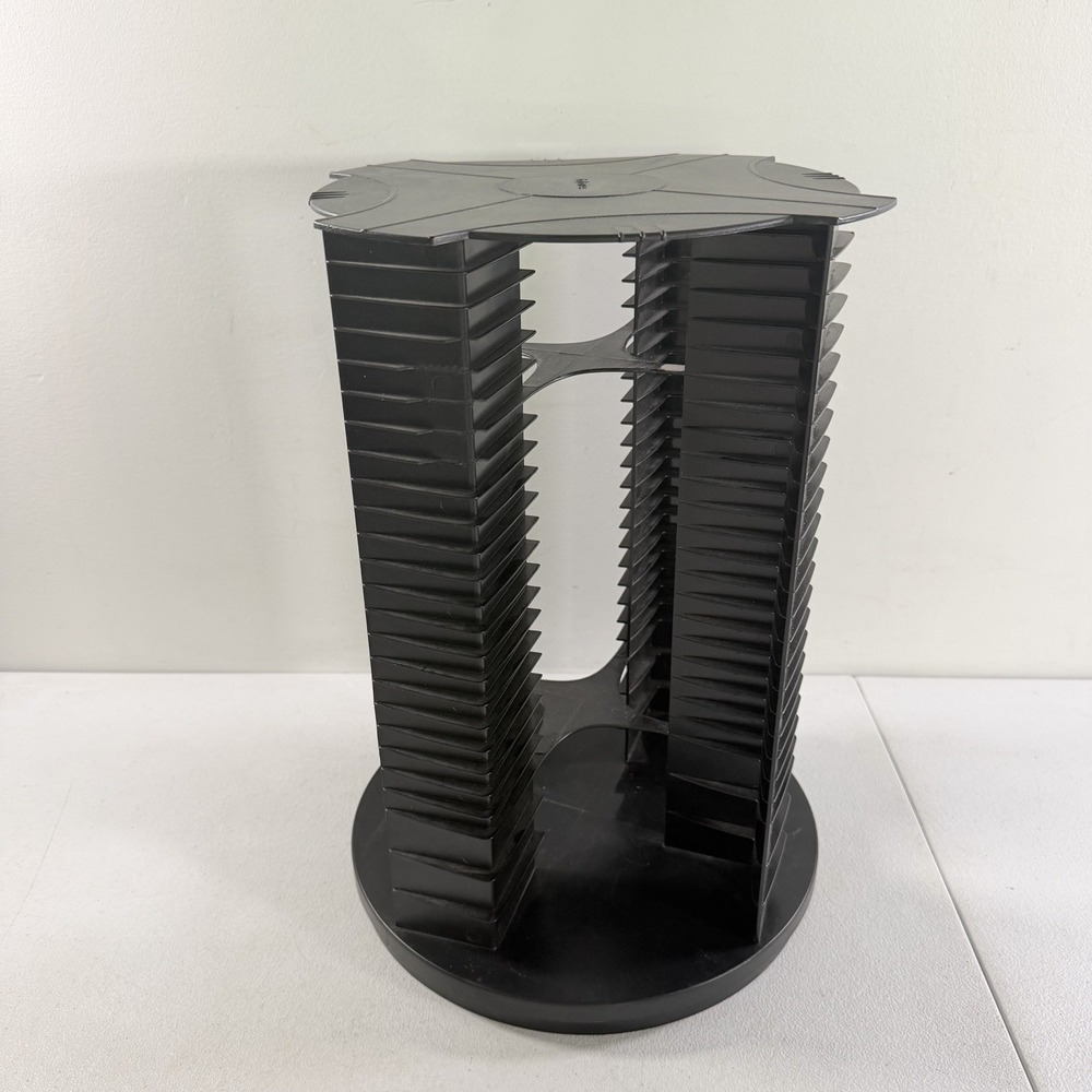Fellowes Rotating CD Tower Carousel Media Storage Black Plastic Holds 112 CDs